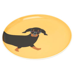 Joules Dachshund Single 22cm Side Plate, Yellow